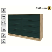 Kомод Тренд КТ-К157 (Дуб золотой ЛДСП/ Изумруд ЛМДФ) Ш1565 В1020 Г451